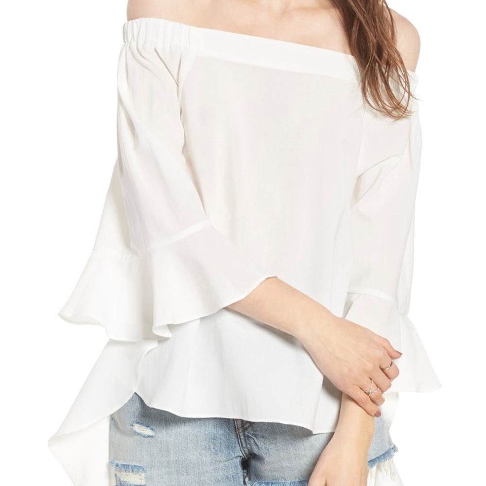 J.O.A. Off the Shoulder White Blouse- Medium
